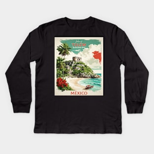 Tulum Quintana Roo Mexico Vintage Tourism Travel Kids Long Sleeve T-Shirt